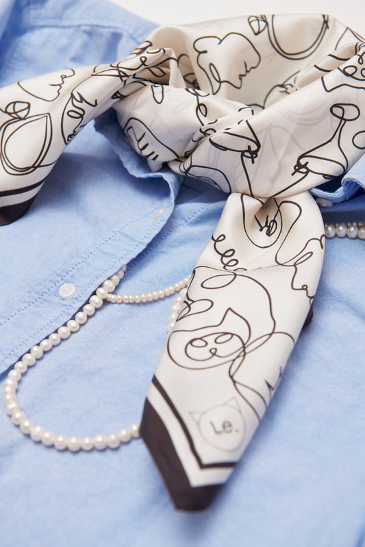 90cm 100% Silk Scarf "Gossip"