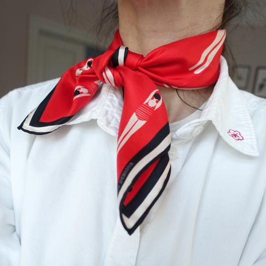 Red Swimmers 50 cm Silk Scarf