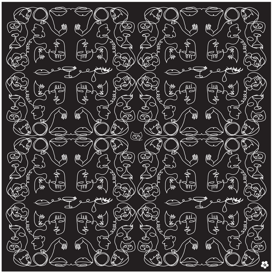 Black Gossip, 65 cm Silk-Wool Square Scarf