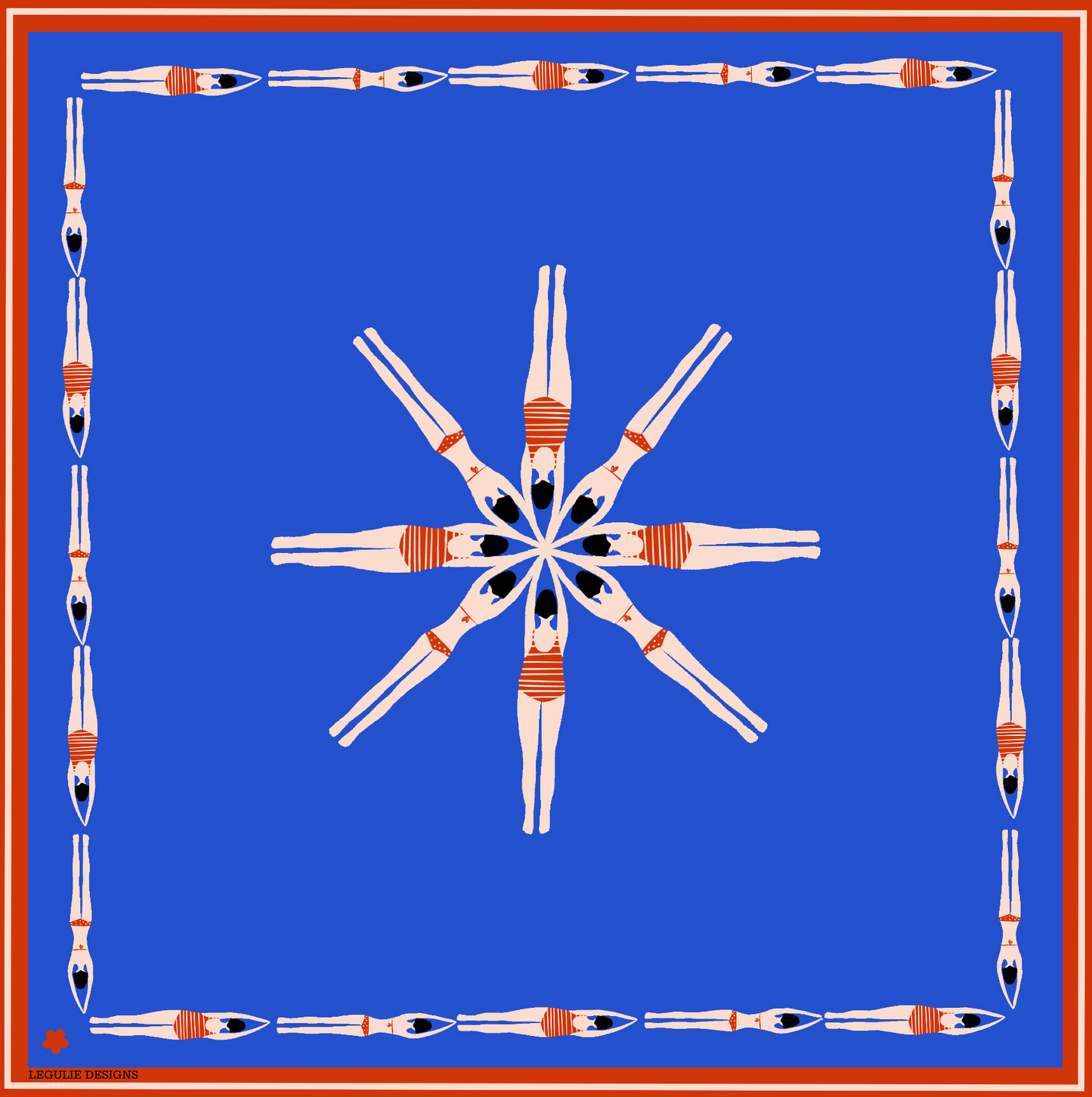 The Swimmers, 65cm Silk Scarf