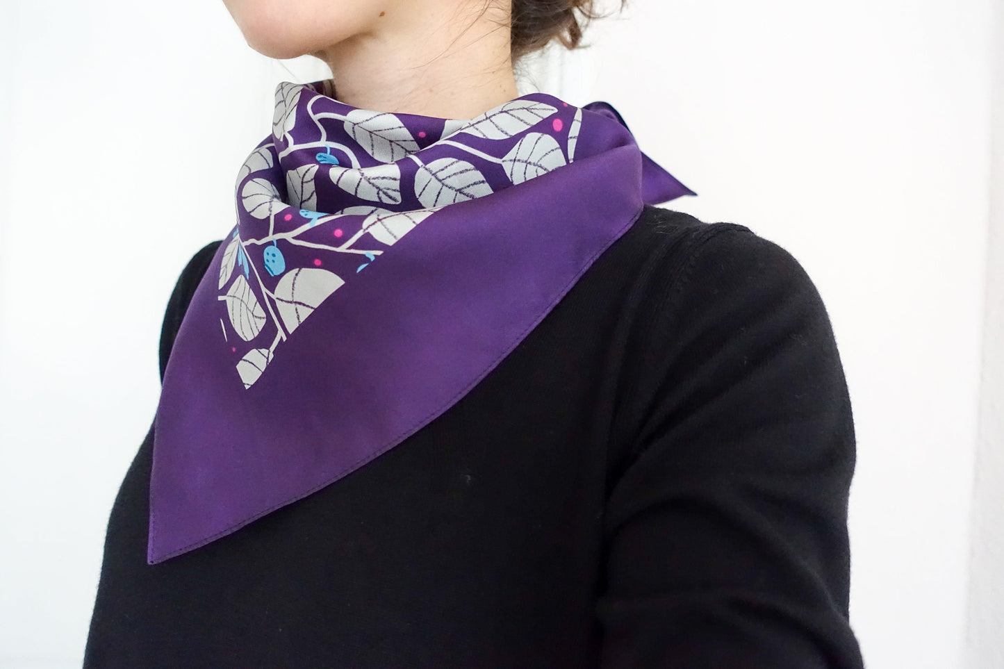 Blueberries 65cm Silk Scarf