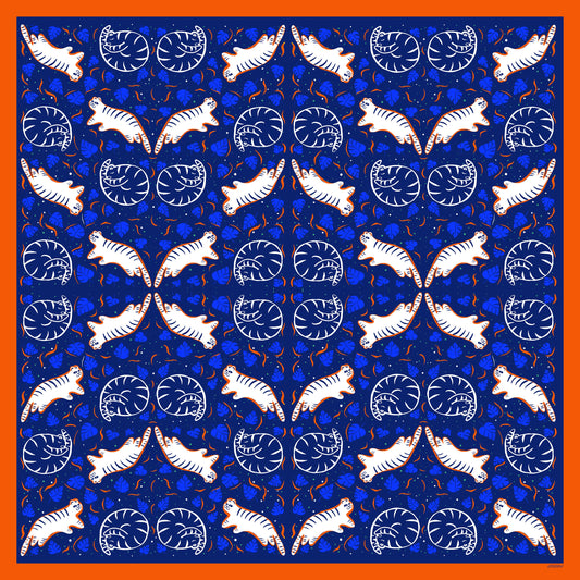 Snow Tiger, 90cm Square Silk Scarf
