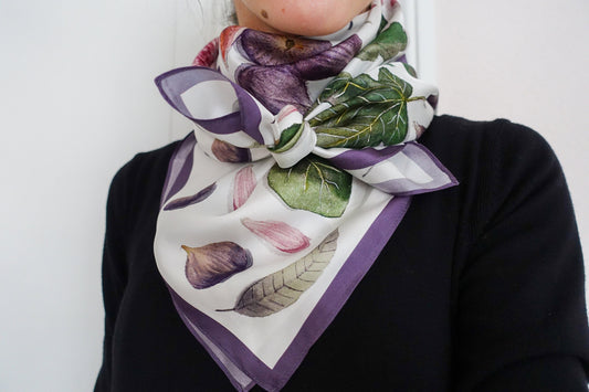 Figs 90cm square silk scarf