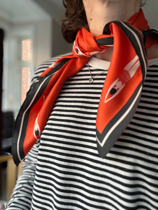 Red Swimmers 65cm Silk Scarf