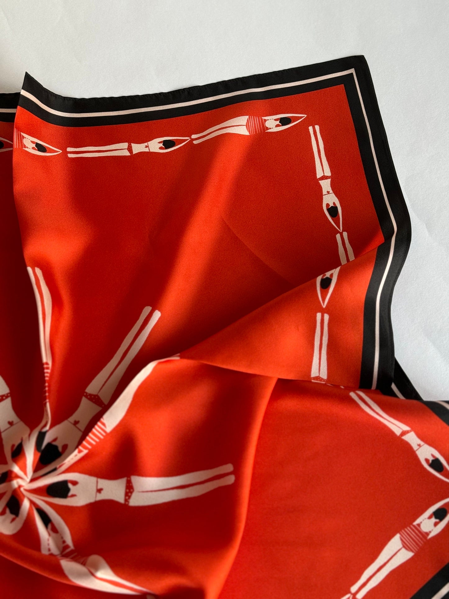 Red Swimmers 65cm Silk Scarf