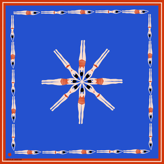 Blue Swimmers 50 cm Silk Scarf