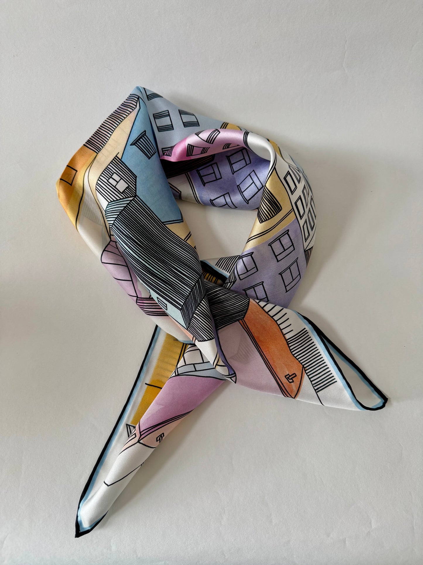 Porto Sunrise 65 cm square silk scarf