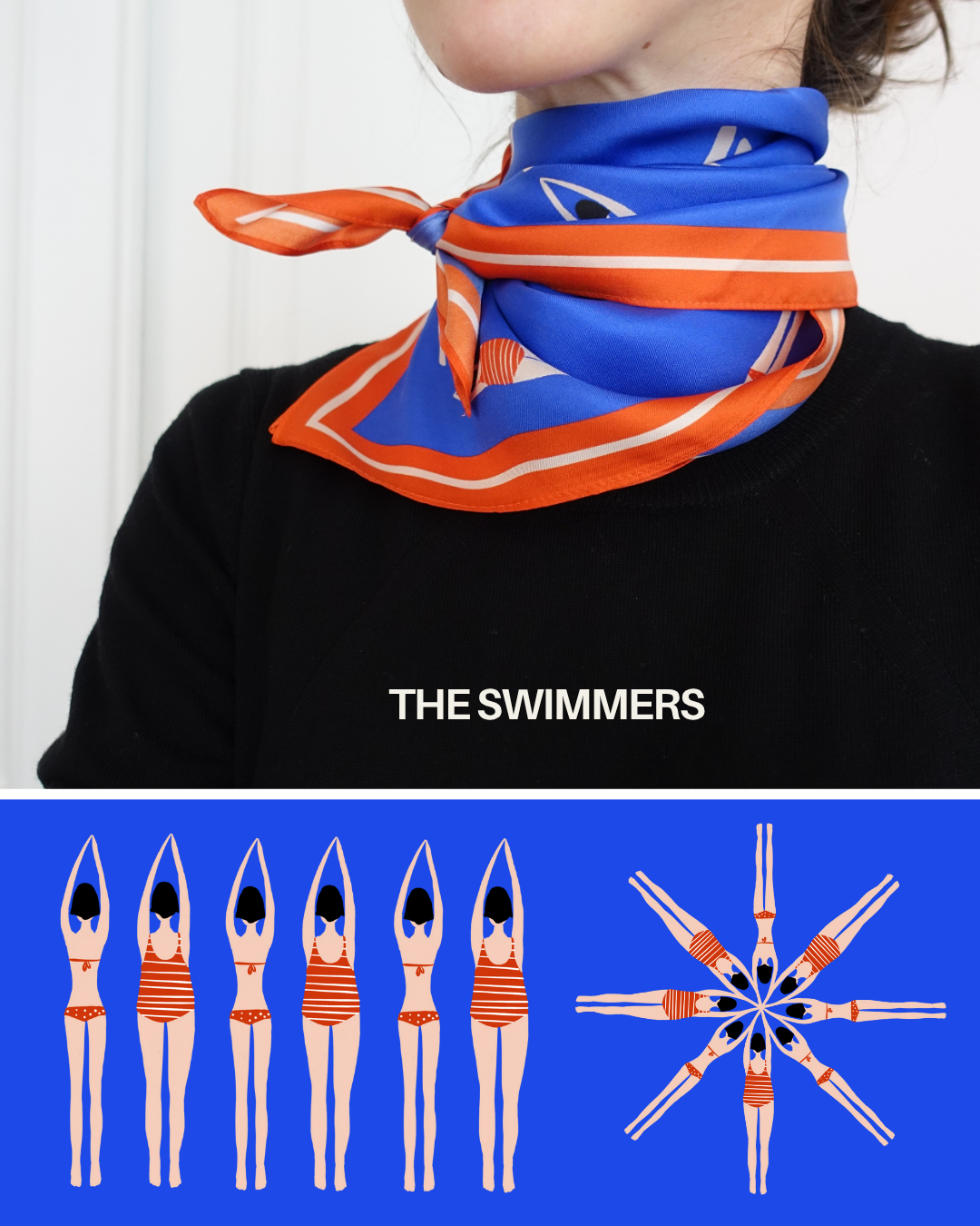 The Swimmers 65 cm square silk scarf