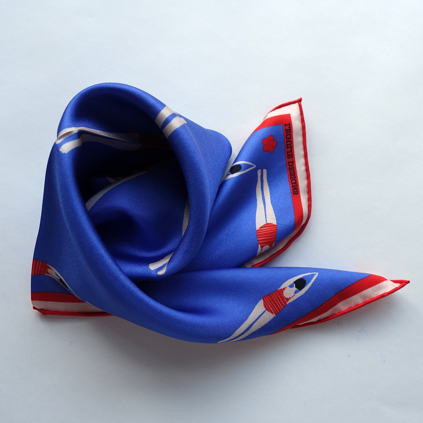 Blue Swimmers 50 cm Silk Scarf
