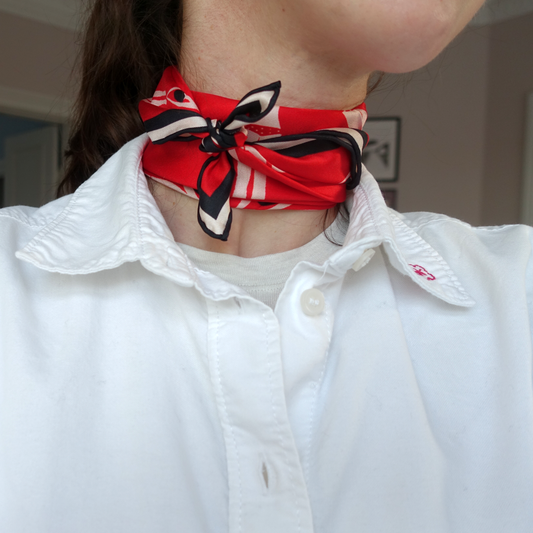 Red Swimmers 50 cm Silk Scarf