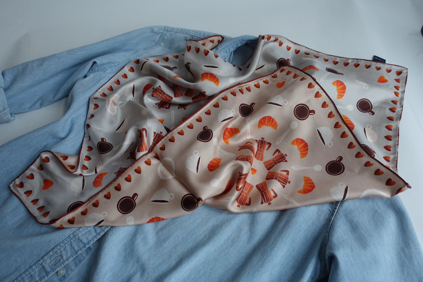 Espresso, 65cm Silk Twill Scarf