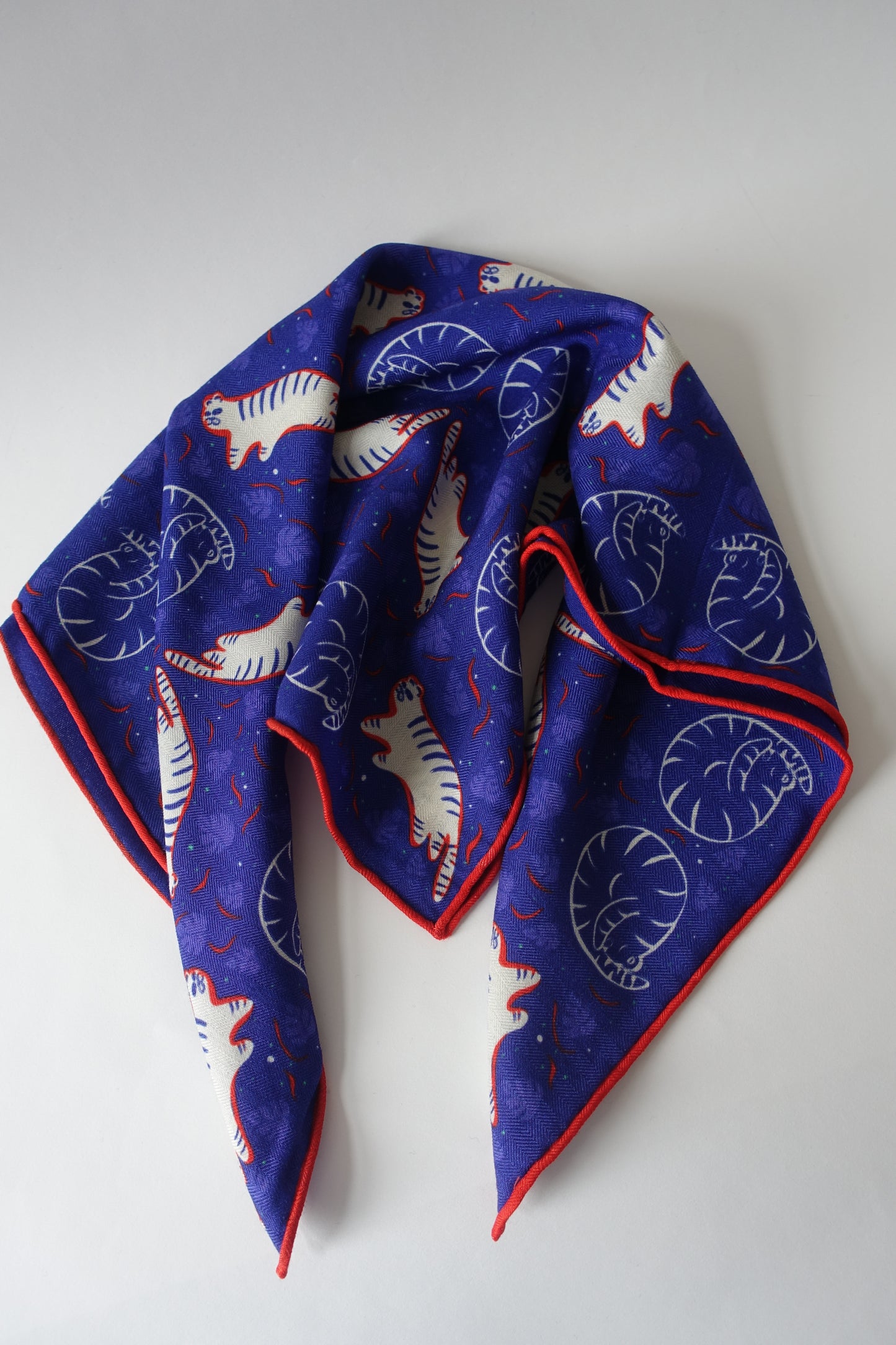 Snow Tiger, 65cm Silk-Wool Scarf