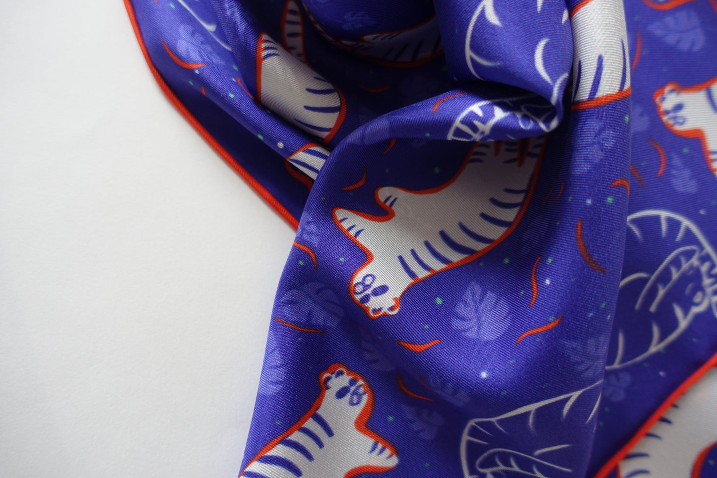 Snow Tiger, 65cm Silk Twill Scarf