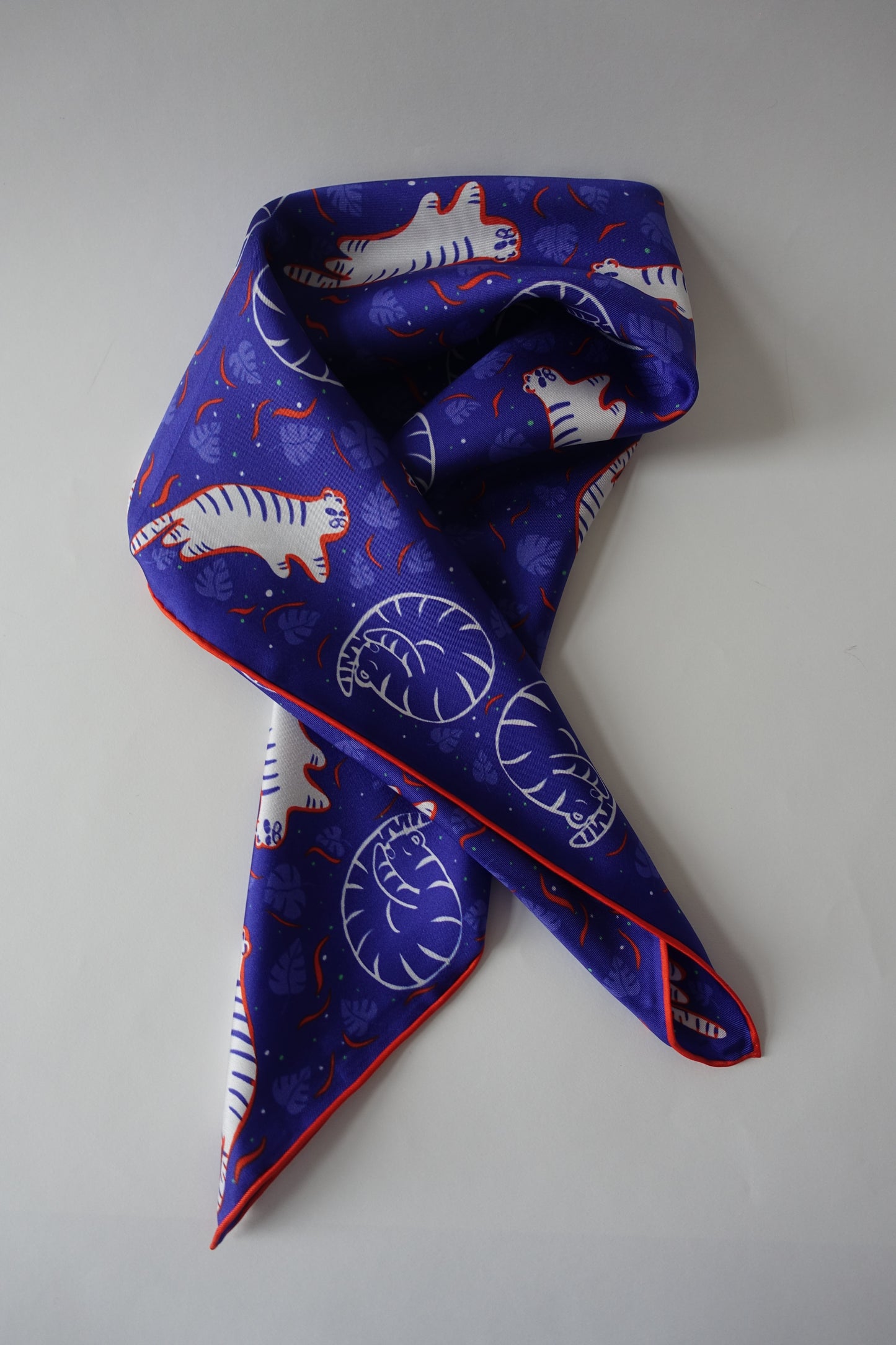 Snow Tiger, 65cm Silk Twill Scarf