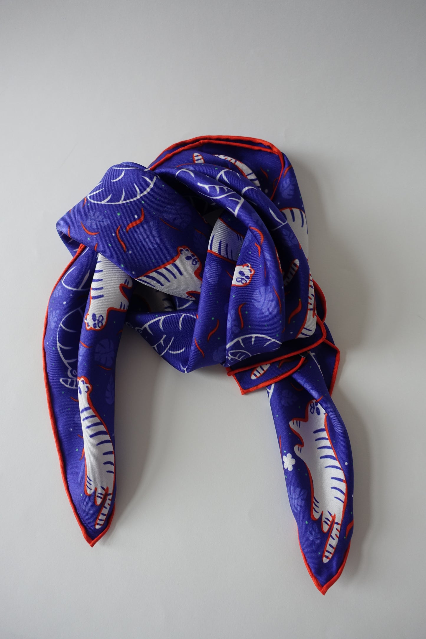 Snow Tiger, 65cm Silk Twill Scarf
