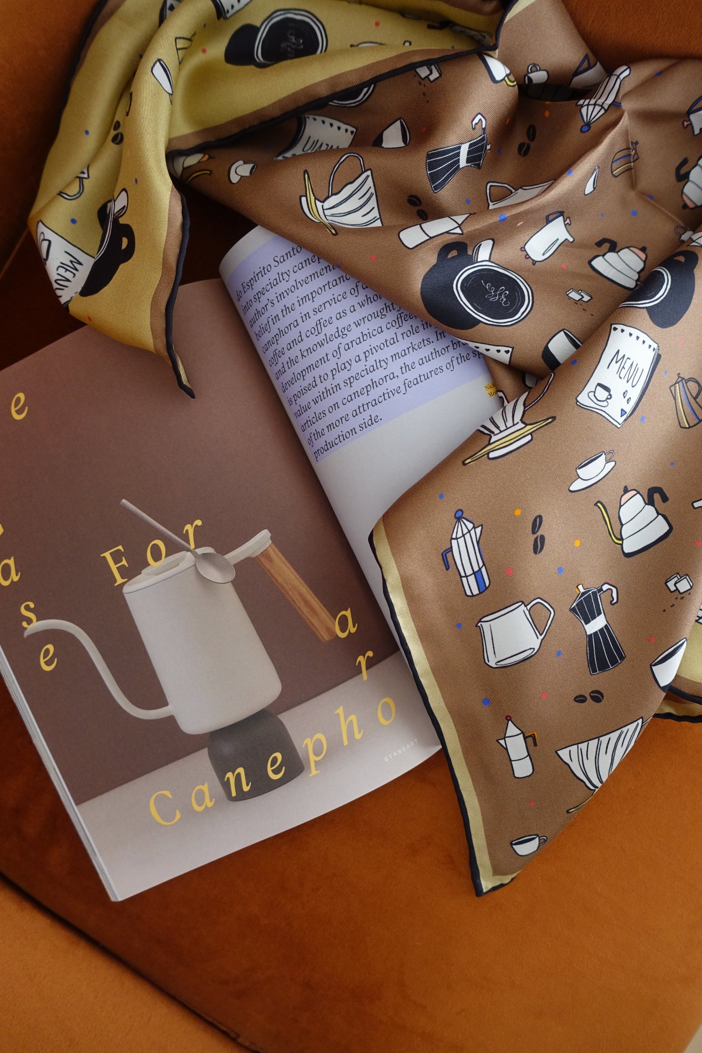 Coffee, 65cm Silk Twill Scarf