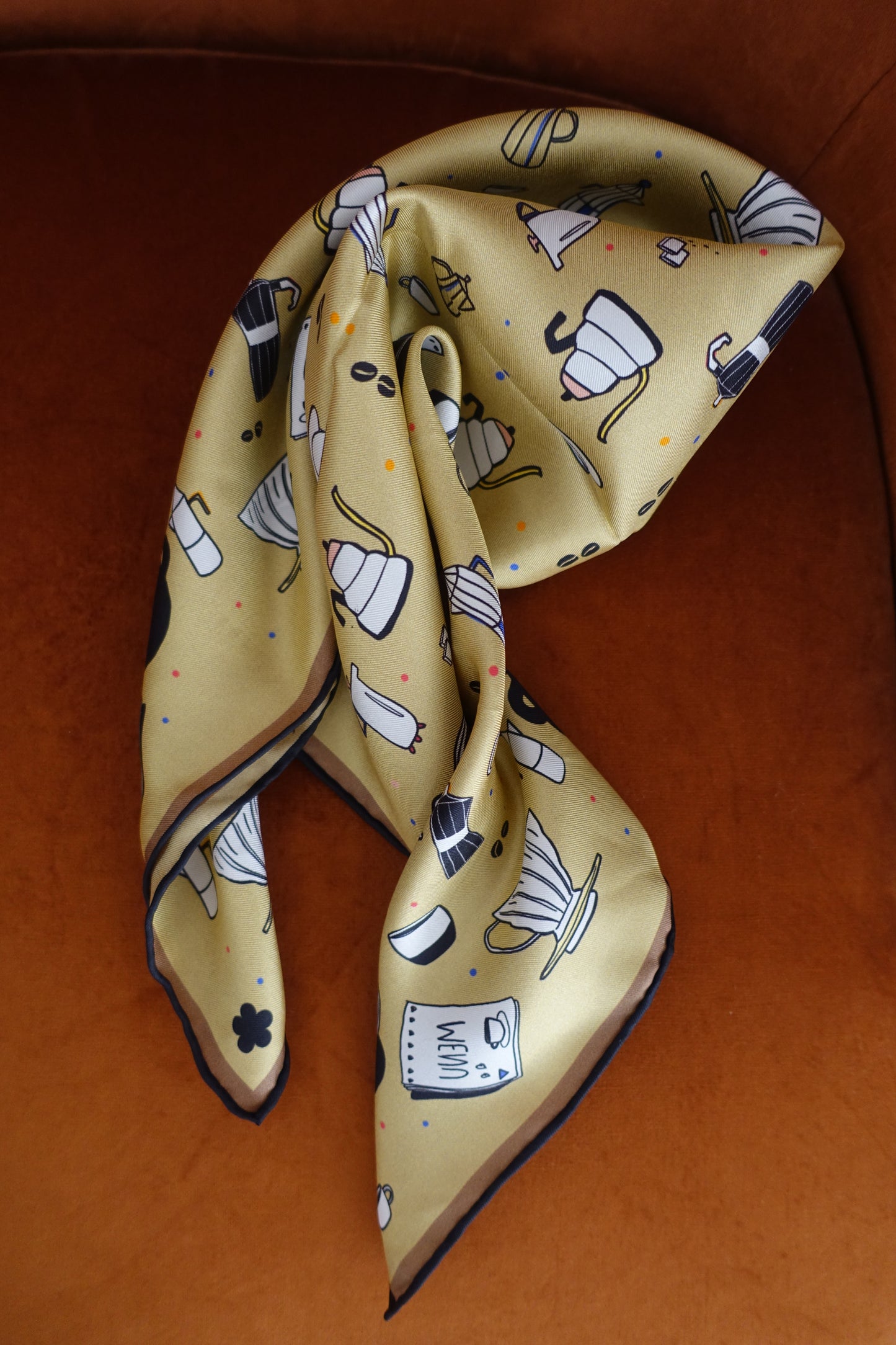 Coffee, 65cm Silk Twill Scarf