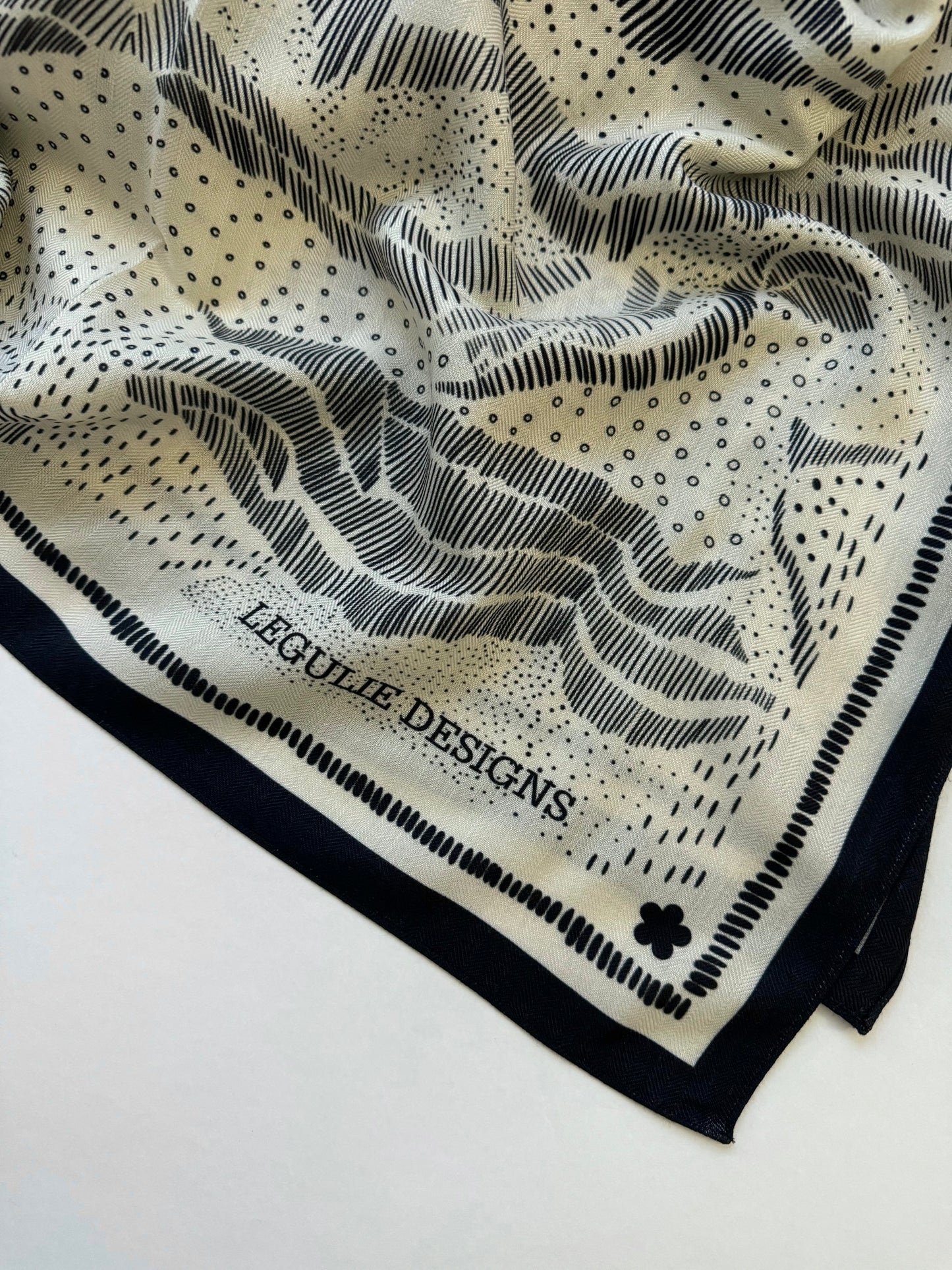 Snow fields silk wool shawl 90 cm