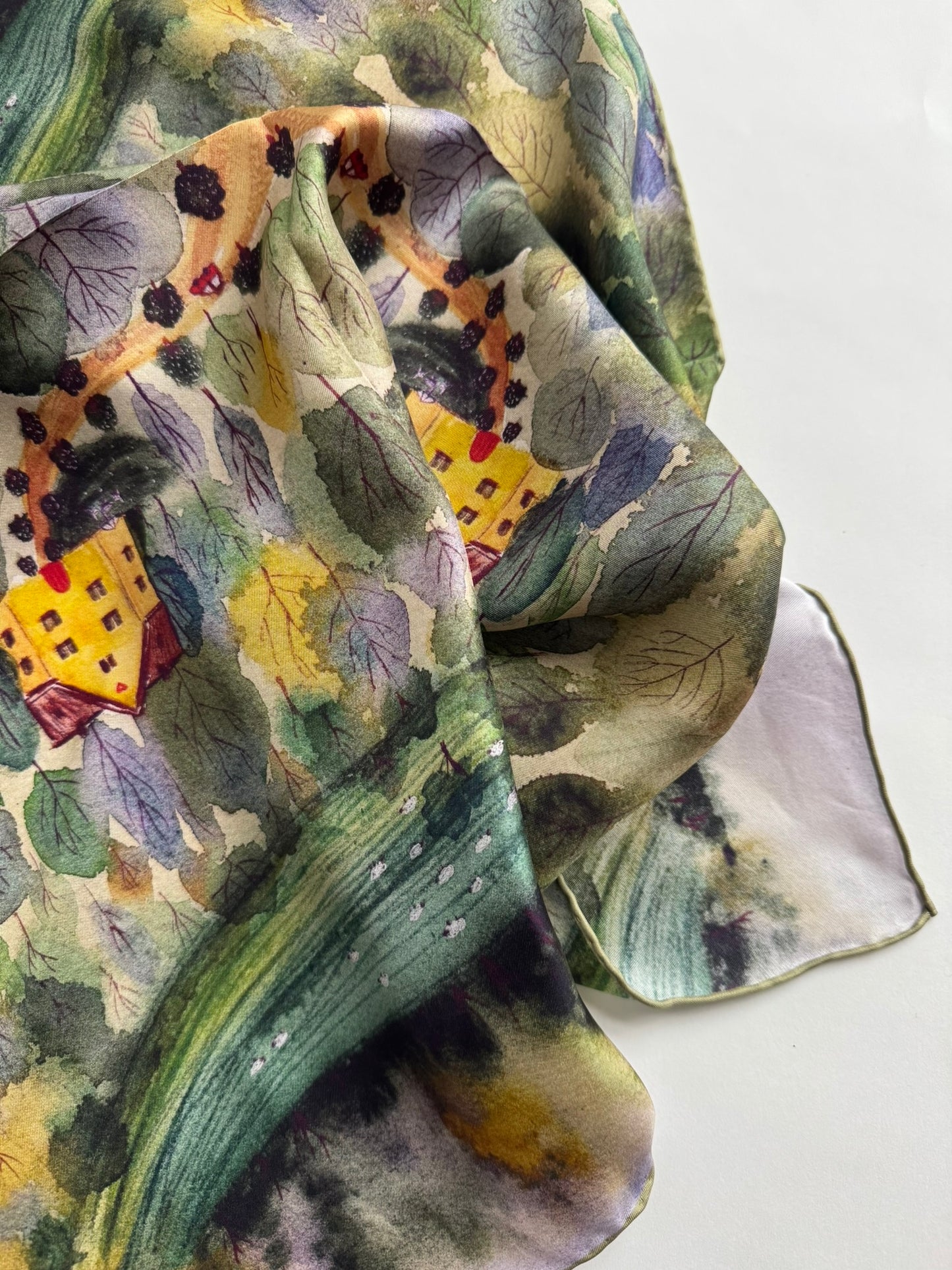 Forest House, 65 cm Square Silk Scarf