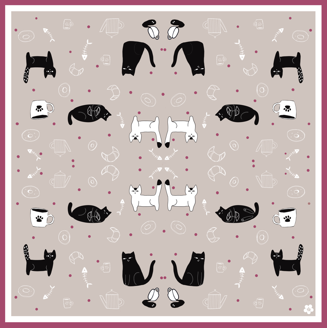 Cats, 65 cm Silk Twill Square Scarf