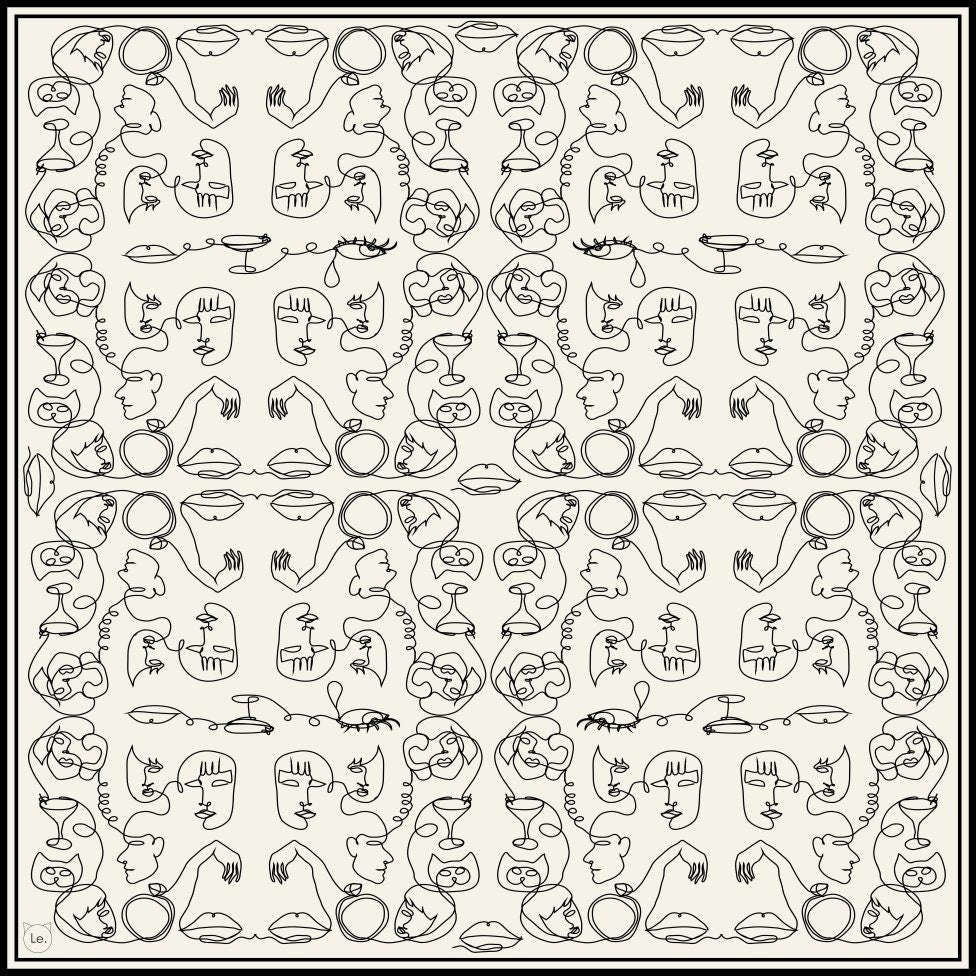 90cm 100% Silk Scarf "Gossip"