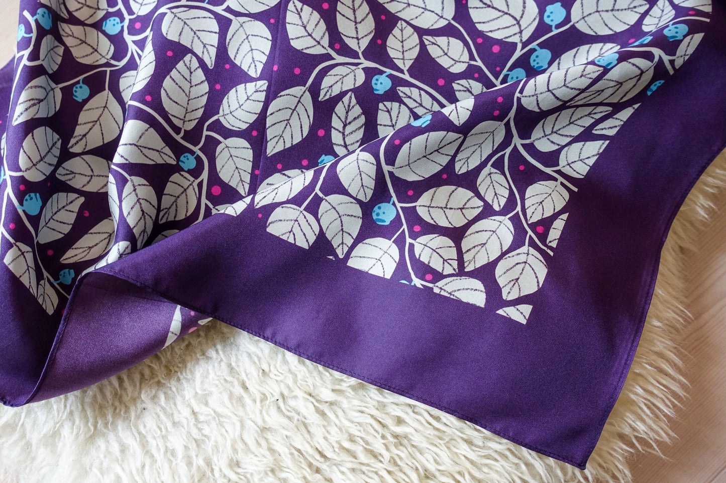 Blueberries 65cm Silk Scarf