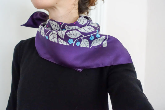Blueberries 65cm Silk Scarf