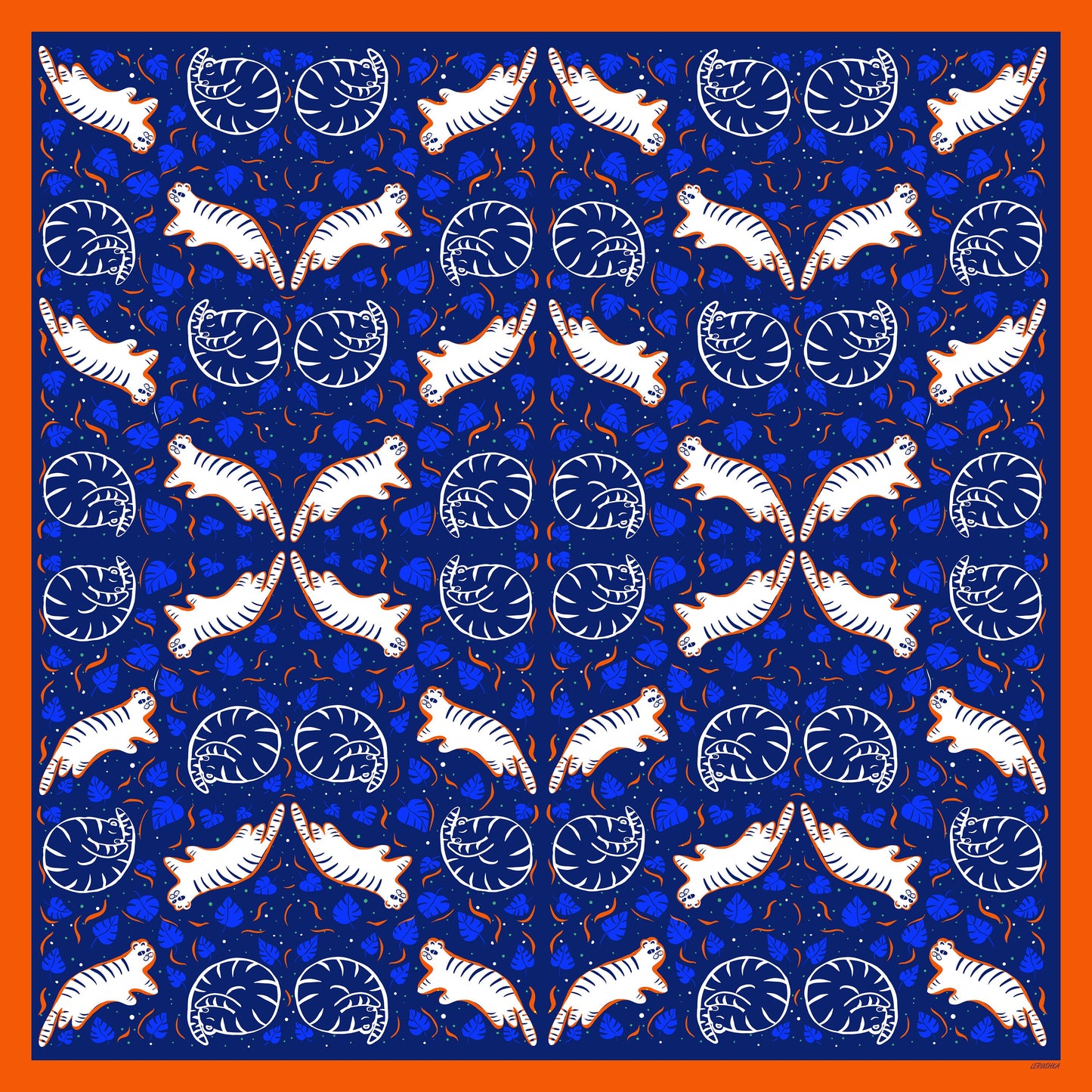 Snow Tiger,  90cm Square Silk Scarf