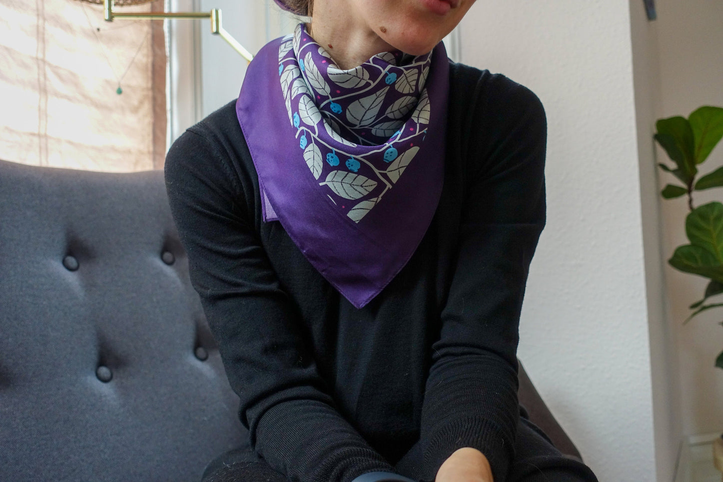 Blueberries 65cm Silk Scarf