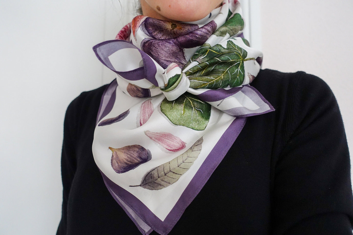 Figs 90cm square silk scarf
