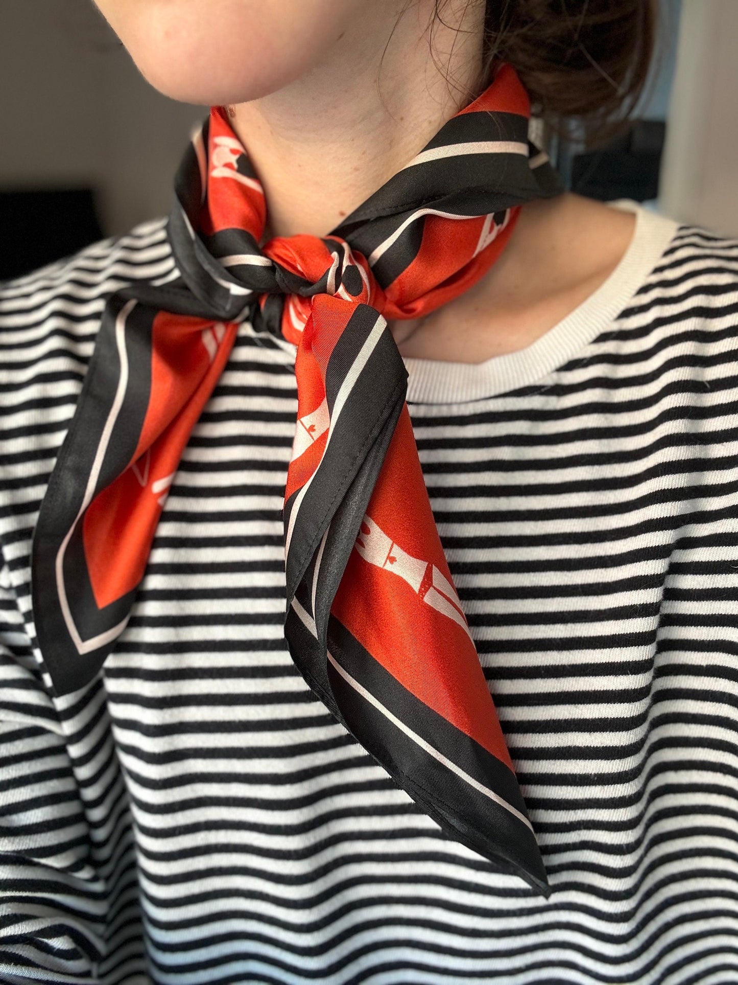Red Swimmers 65cm Silk Scarf