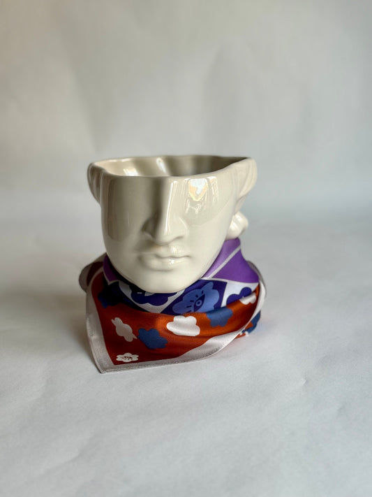 Orange and blue 65cm Silk Scarf