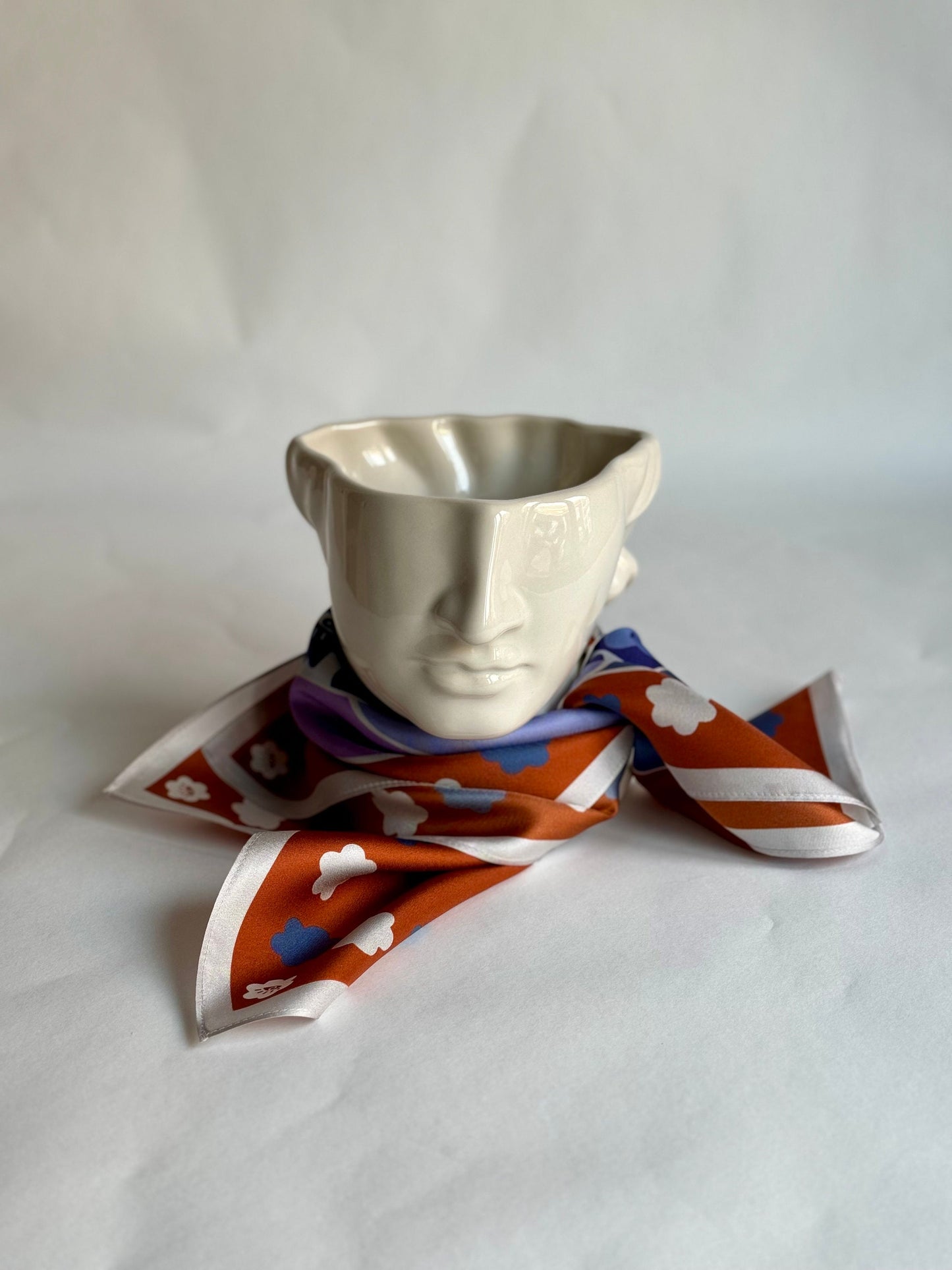 Orange and blue 65cm Silk Scarf