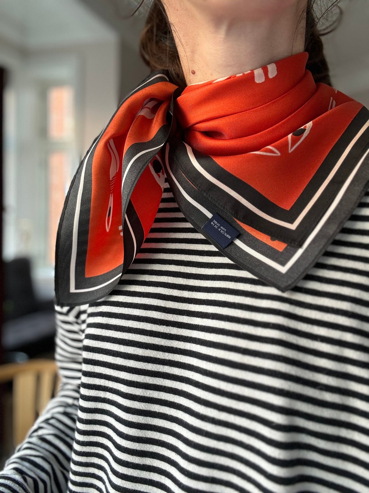 Red Swimmers 65cm Silk Scarf