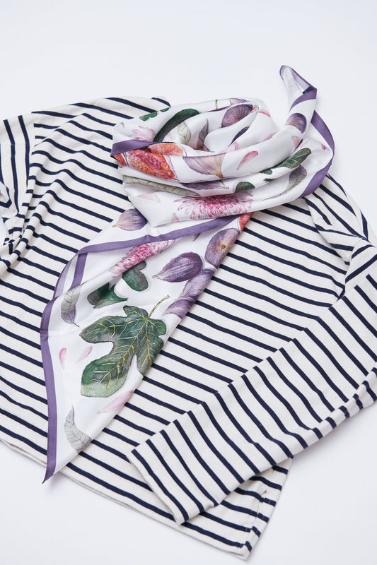Figs 90cm square silk scarf