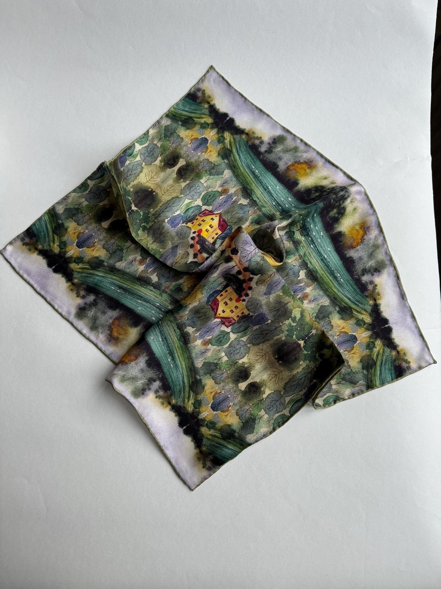 Forest House, 43 cm Square Silk Scarf