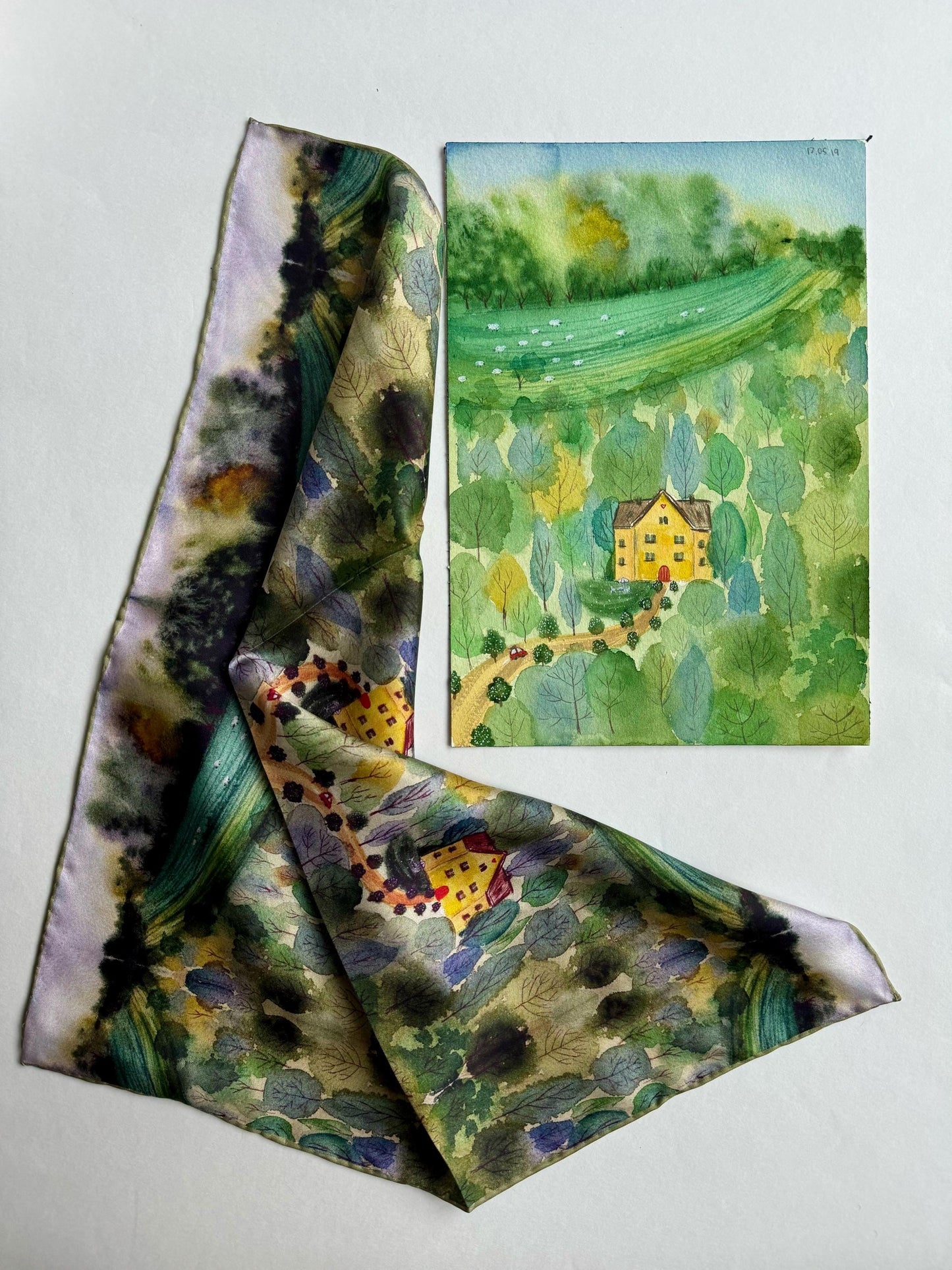 Forest House, 43 cm Square Silk Scarf