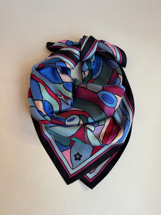 Purple Bush, 65 cm Silk Twill Square Scarf