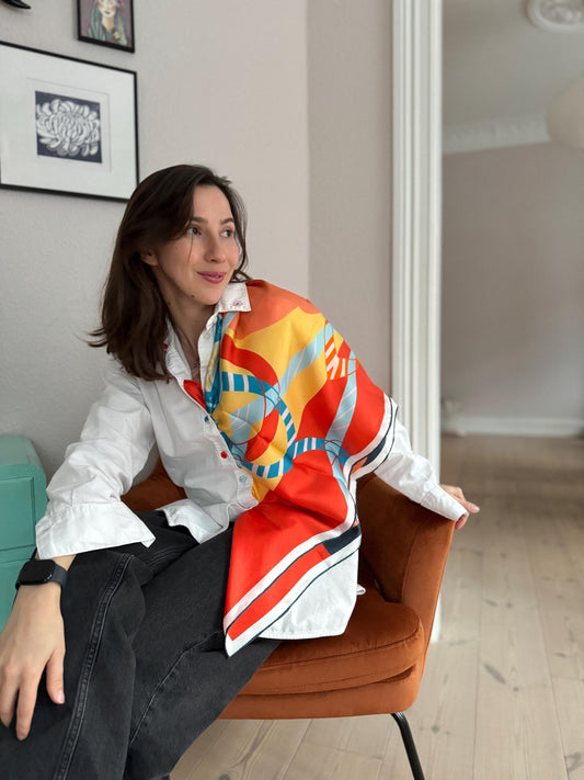 Riviera, 90 cm Square Silk Scarf