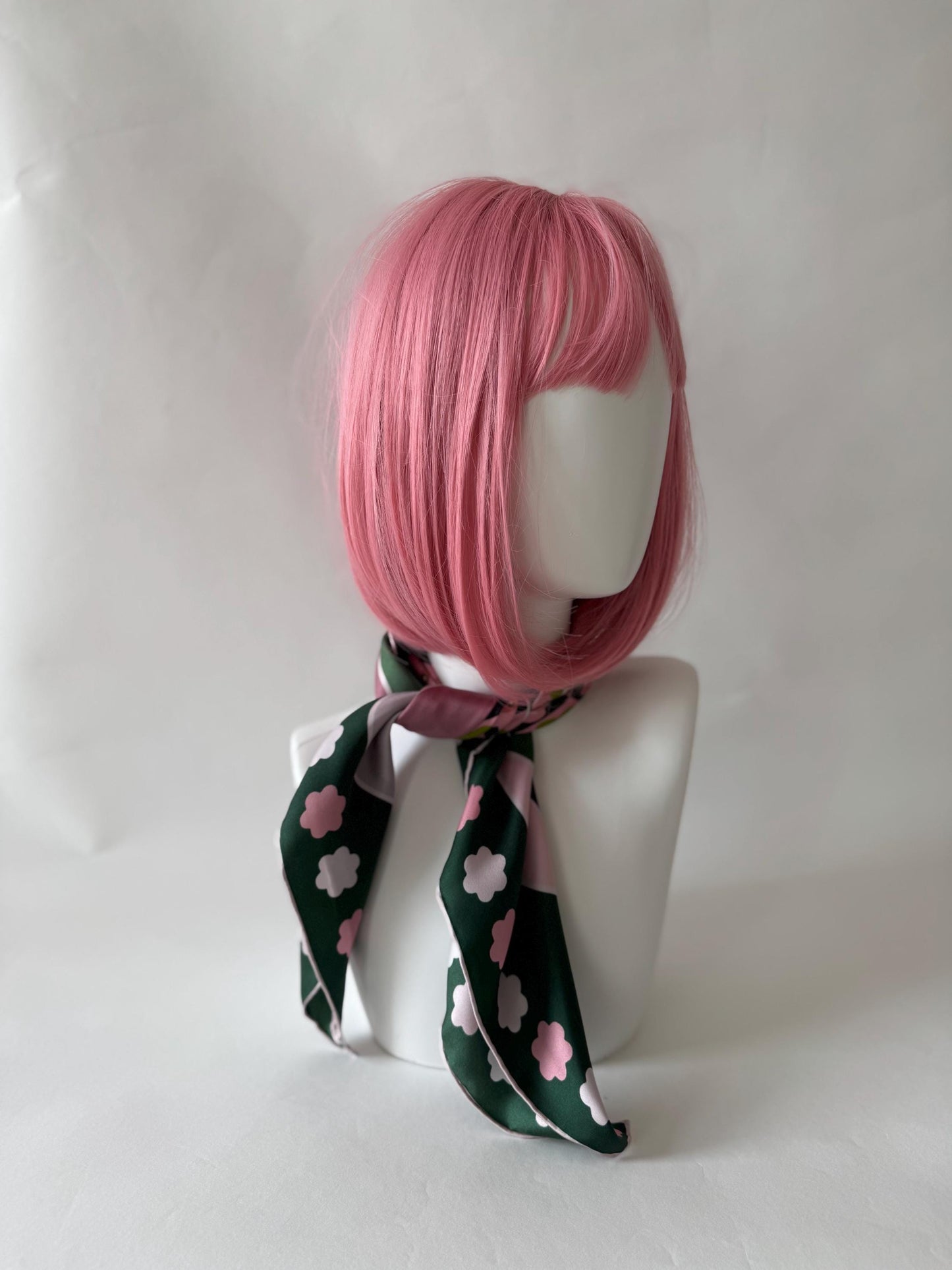 Curious Eyes - Matcha Sakura colorway, 65 cm Square Silk Scarf