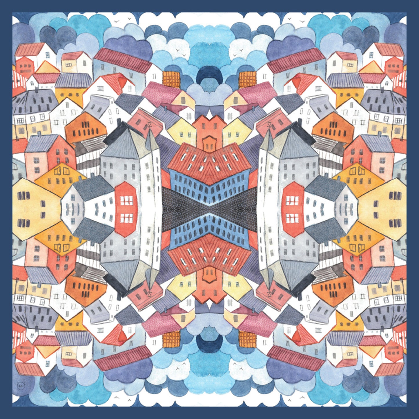 Scandinavia, 65cm Square Silk Scarf