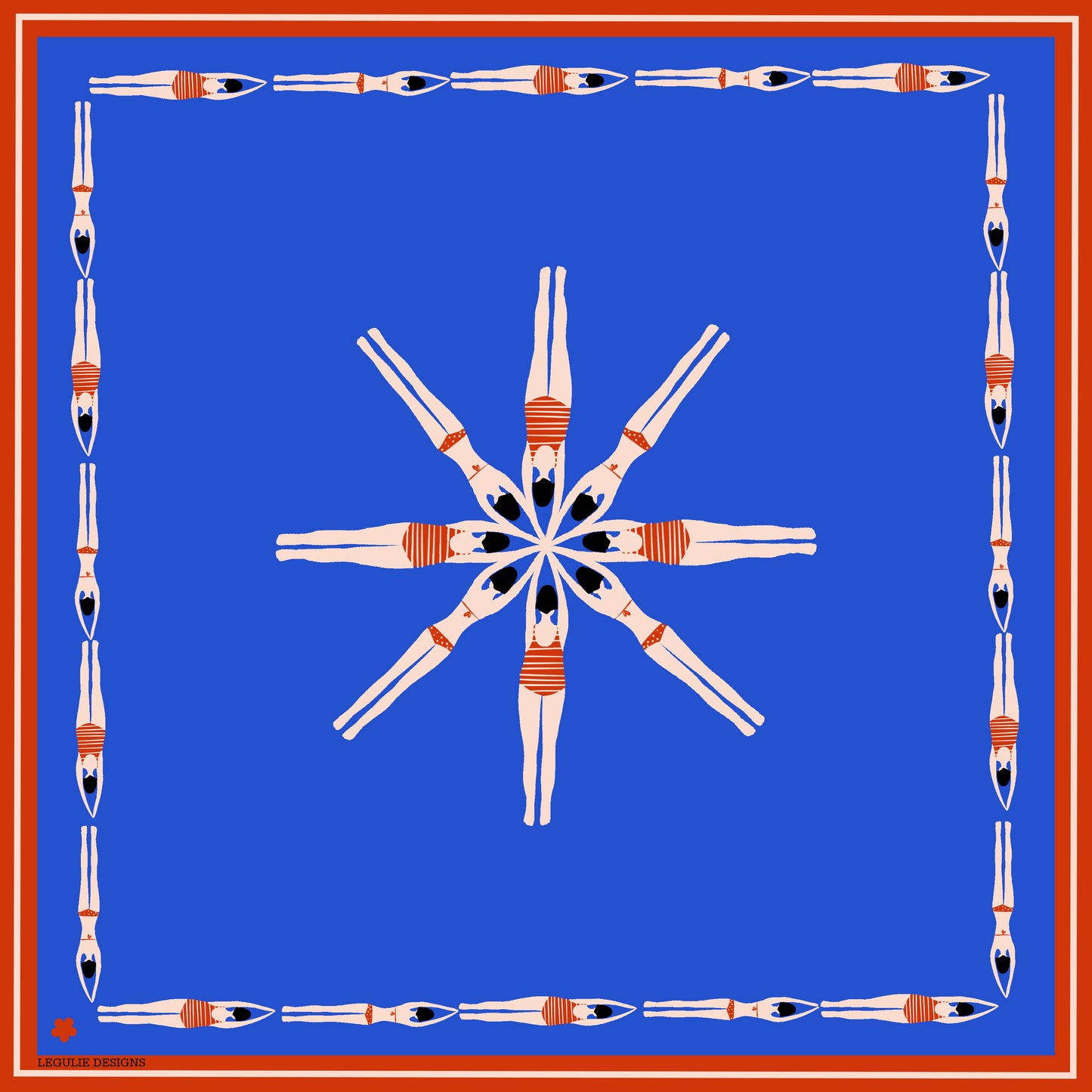 Blue Swimmers 50 cm Silk Scarf